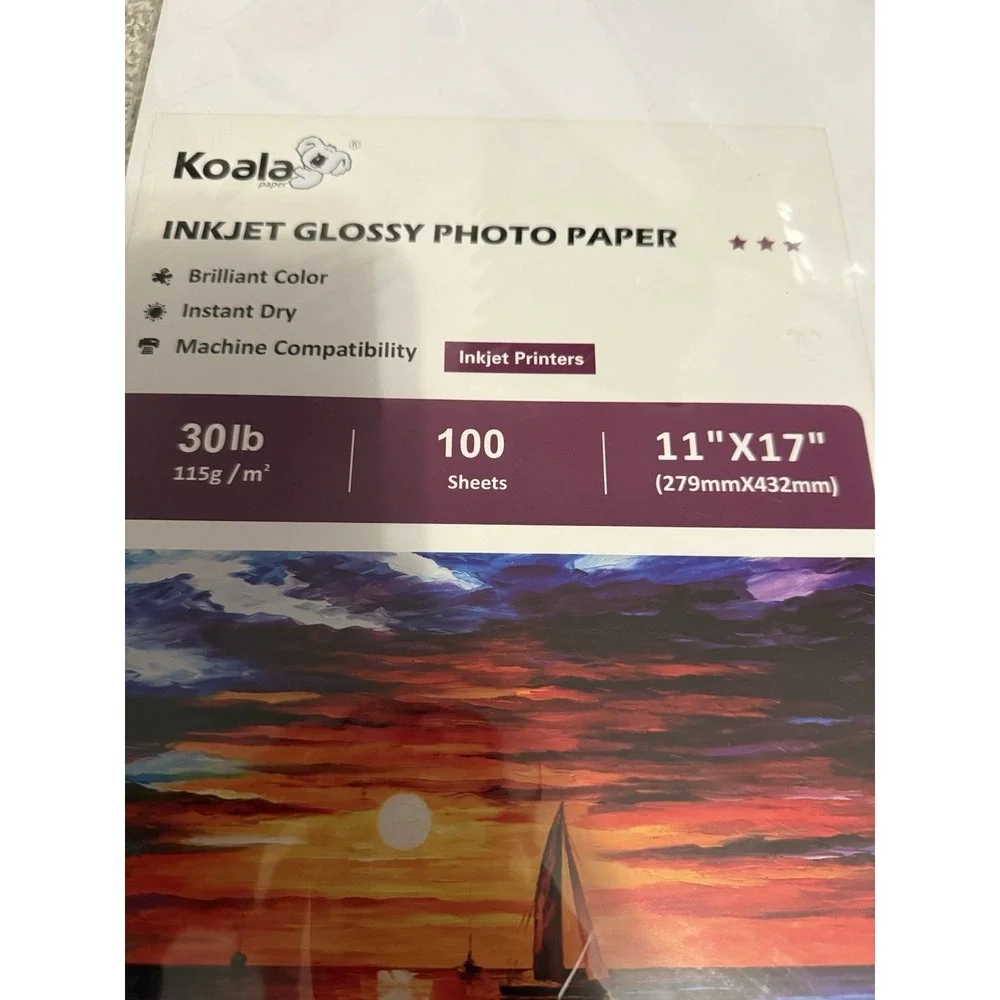 Koala Glossy Photo Paper 11X17 100 Sheets‎ 30lb for Inkjet Epson Canon HP